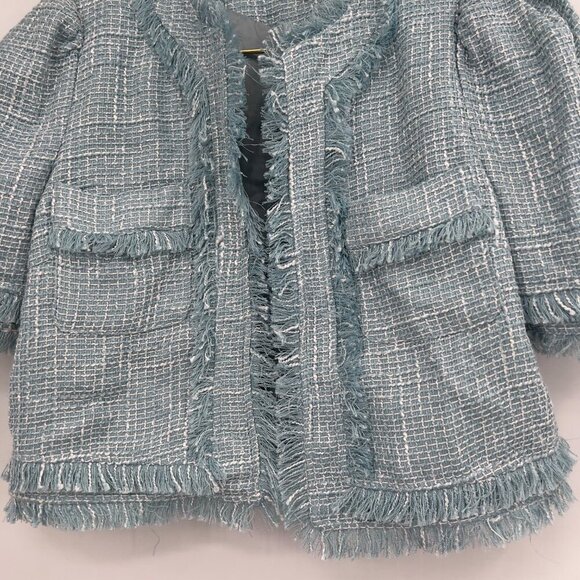 Lena Light Blue Tweed Short Sleeve Jacket & Skirt Matching Set Size L NWT - Picture 6 of 15
